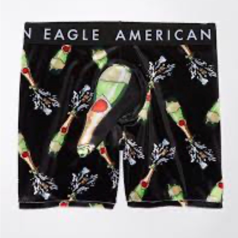 American Eagle Outfitters Black Boxer Briefs with Champagne Design